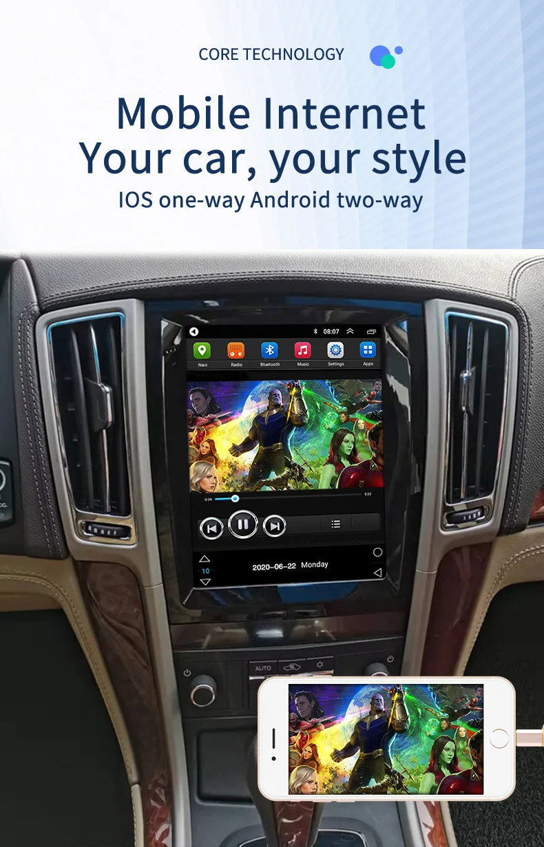 9 7 дюймовый вертикальный экран в стиле Tesla Android 10 0 автомобильный DVD-плеер с