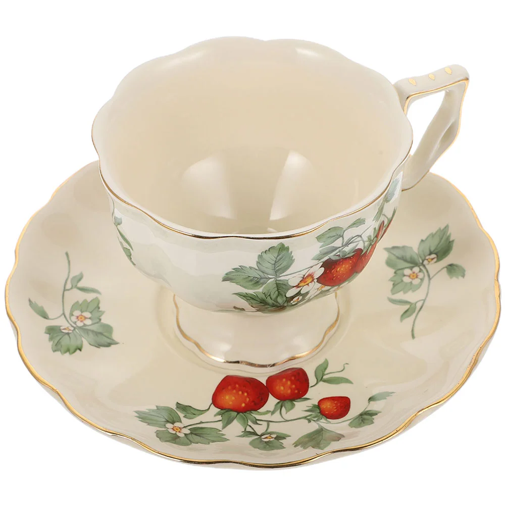 

1 Set European Style Coffee Cup with Saucer Ceramic Tea Cup Retro Coffee Mug
