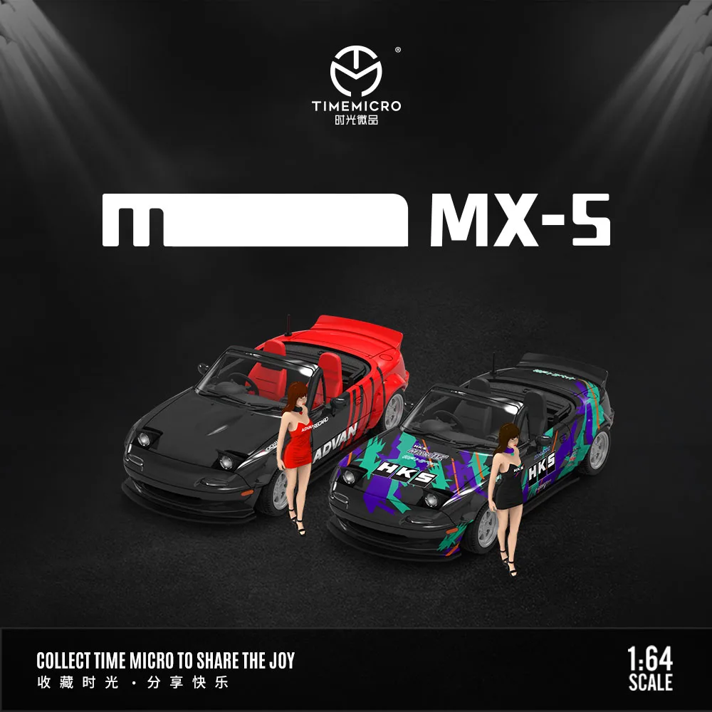 Фото TimeMicro 1:64 MX5 ADVAN и HKS, имитация картины, модель автомобиля из сплава для коллекции, дисплея, подарка №1