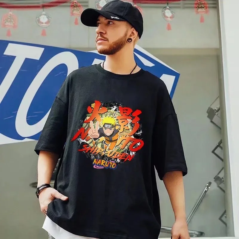 

New Summer Fashion Short Sleeved Men T-Shirt Loose Funning Cartoon Anime Character Print Men's Unisex T Shirt Couples Tops