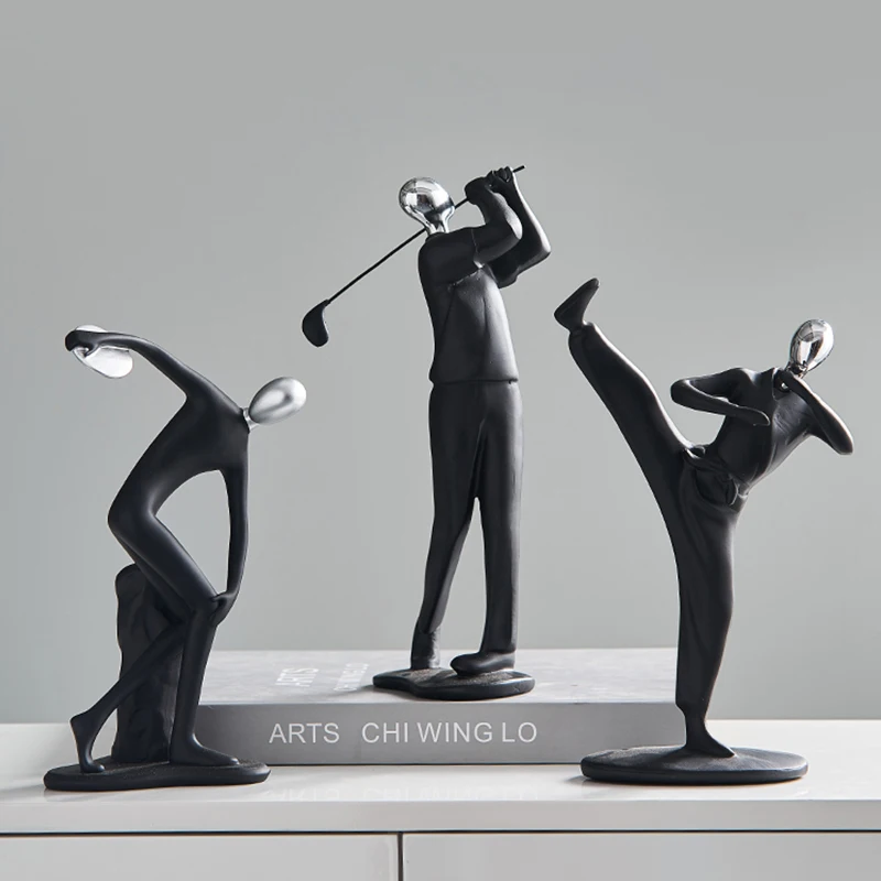 

Nordic Creative Black Small Ornaments Figurines for Interior Light Luxury Home Living Room Decoration Desk Accessories Gifts