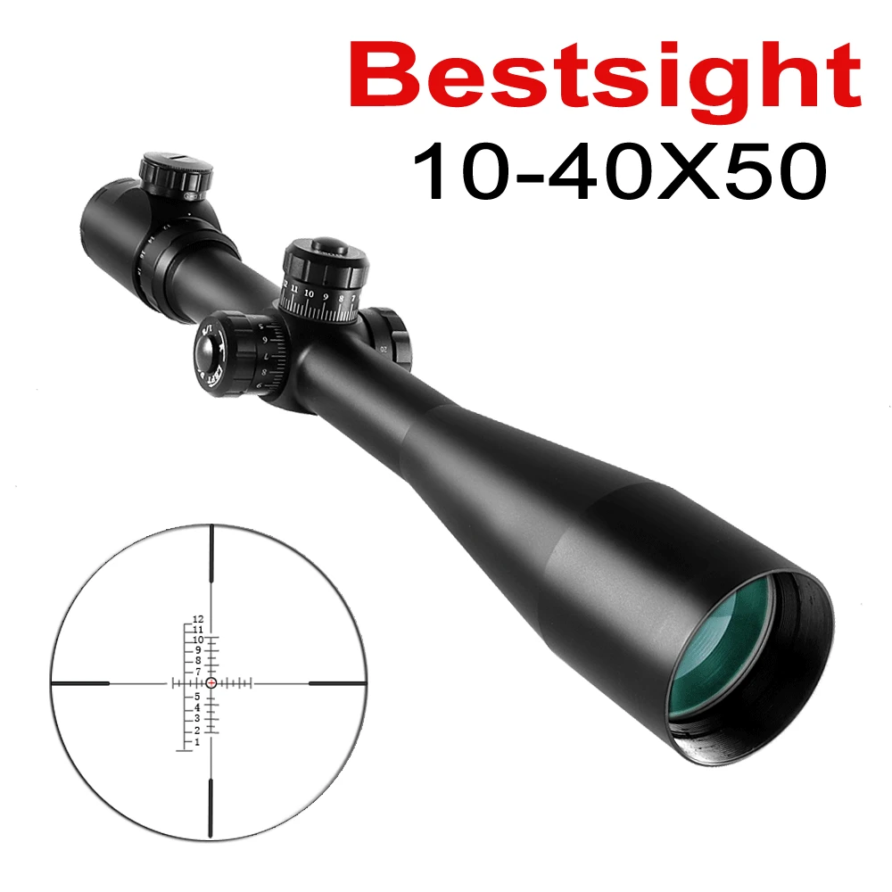 

Bestsight 10-40X50 Tactical Optical Sniper Riflescope Long Eye Relief Rifle Scope Shotgun Sight Pistola Aria Compressa Hunting