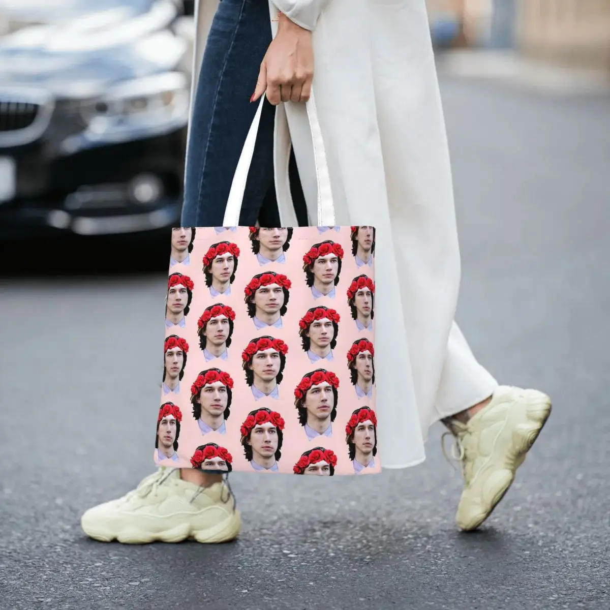 Adam Driver Flower Crown Women Canvas Handbag Large Capacity Shopper Bag Tote Bag withSmall Shoulder Bag