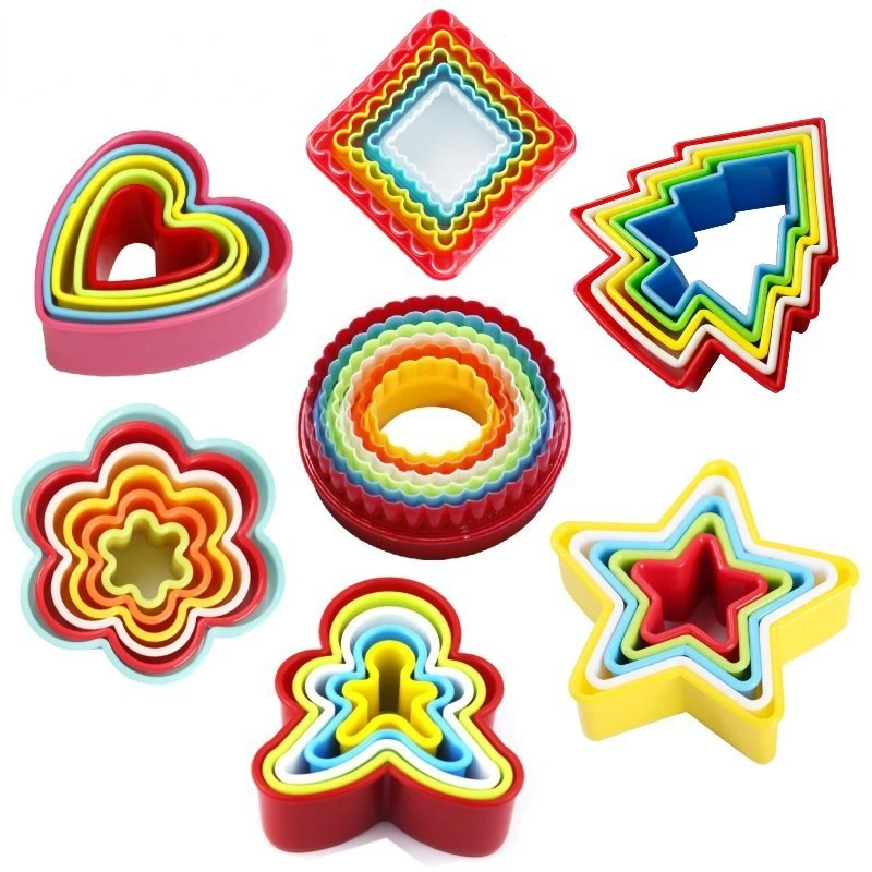 

Baked Colorful 5-6 Piece Plastic Biscuit Mold Mousse Ring Vegetable Cutting Cookie Cake Mold