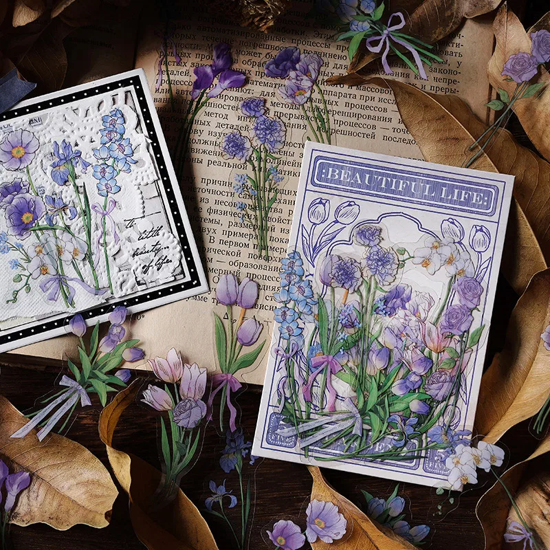 

30pcs/Pack Nature Flowers Photo Book Stickers Plants PET Album Notebook Retro Art Manual Diary Aesthetic Scrapbooking Decor