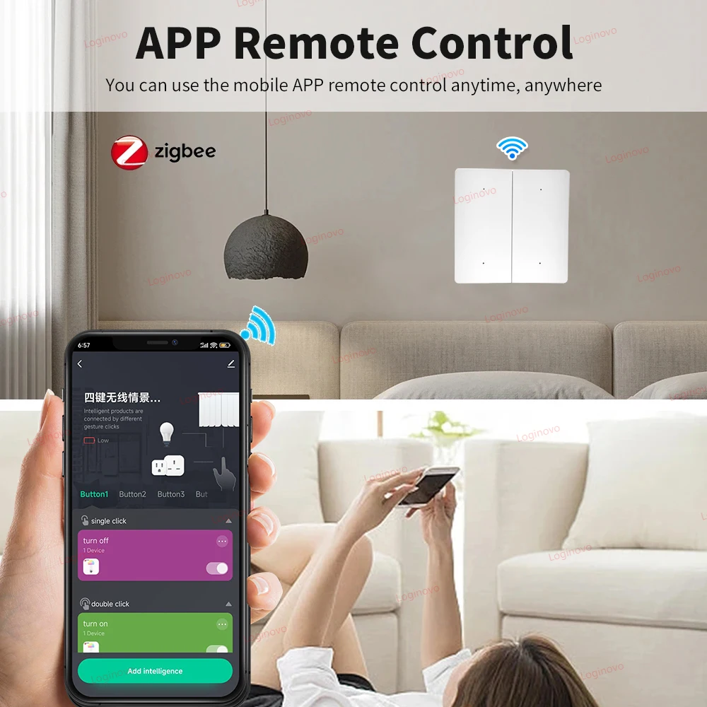 Фото 4Gang Zigbee Smart Scene Switch Беспроводной кнопочный контроллер с питанием от батареи 12 вариантов сцен для домашнего помощника 2MQTT №4