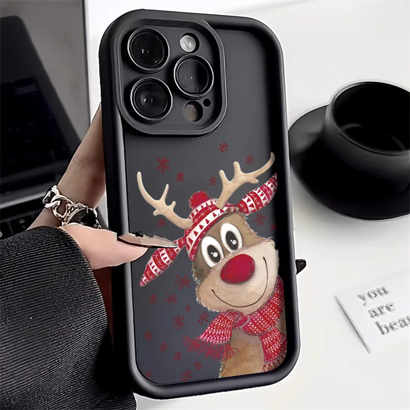 Christmas Sika Deer Case For iPhone 16 Pro Max Fundas 15 13 14 11 12 X XR XS 7 8 Plus SE 2 Shockproof Silicone Cover