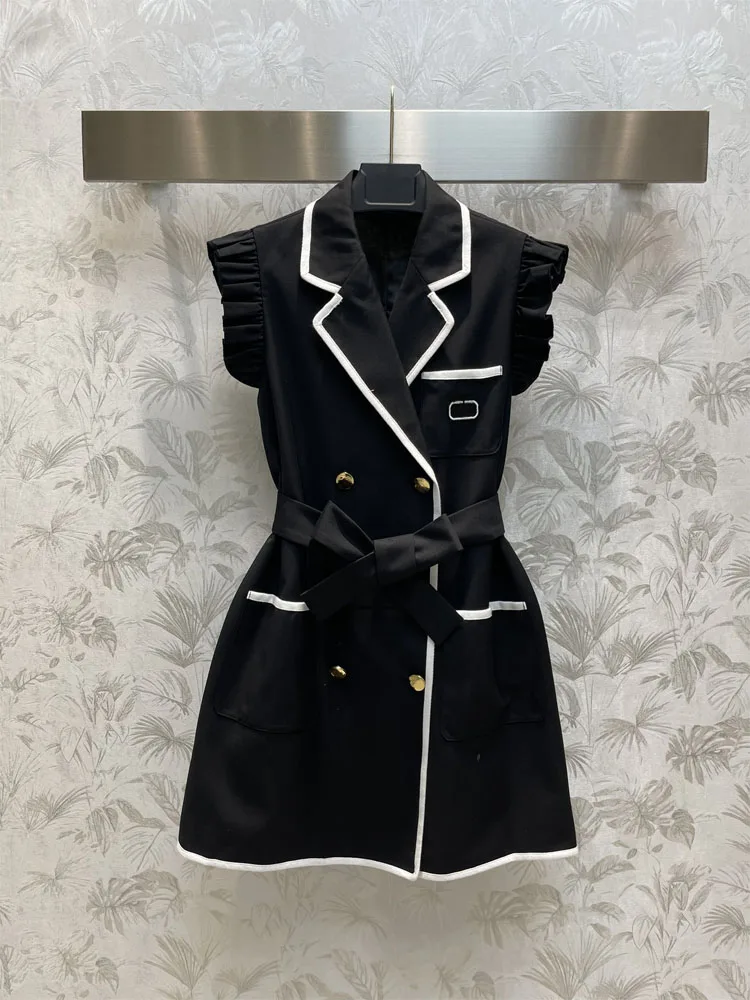 

Women's Summer Dress Vest Suit Skirt With Wood Ear Suit Fit Dresses Femme High-end Fashionable