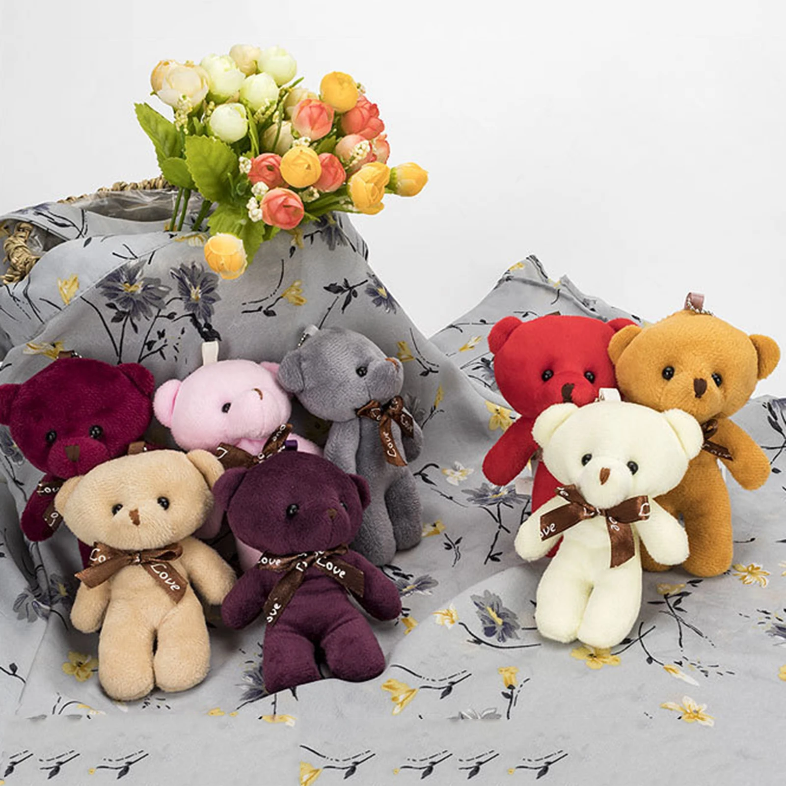 

Teddy Bear Toys Fashion Lovely Cute Plush Doll PP Cotton Soft Stuffed Pendant Car Keyring Charms Party Trinket Gift 12CM