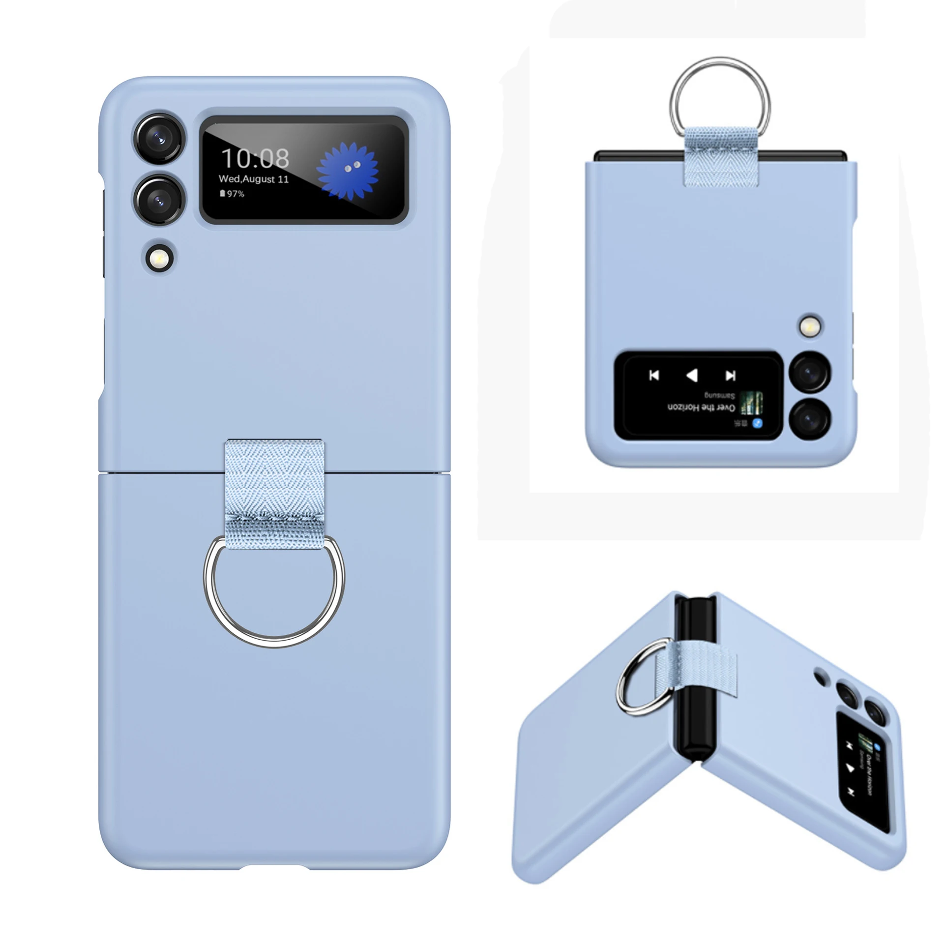 For Samsung Galaxy Z Flip3 zflip4 Case Light And Thin Shockproof Belt Ring zflip3 Z Flip 4 5g Luxury Scrub Skin Back Shell Cover