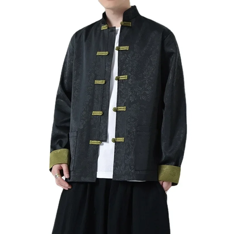 Новый жаккардовый костюм Тан в китайском стиле Мужская свободная приталенная