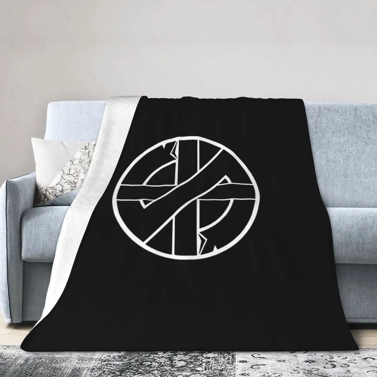 

Crass Symbol Punk Rock Sign Anarchy Blanket On Bed Thick Fitted Ultralight Baby Blanket Minimalist Dirty resistant Anti-pilling