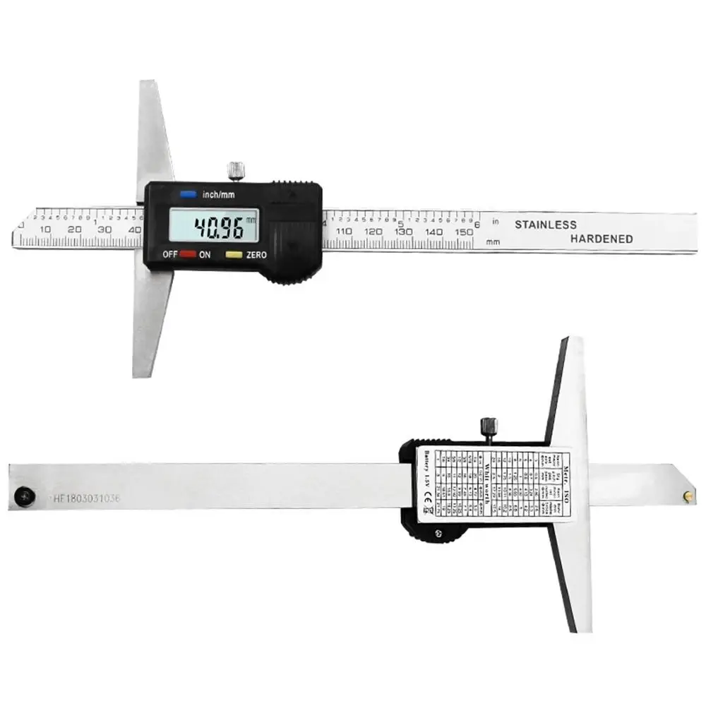

0-150mm 6" Metric Imperial Digital Depth Vernier Caliper Micrometer Stainless Steel Electric Digital Depth Gauge