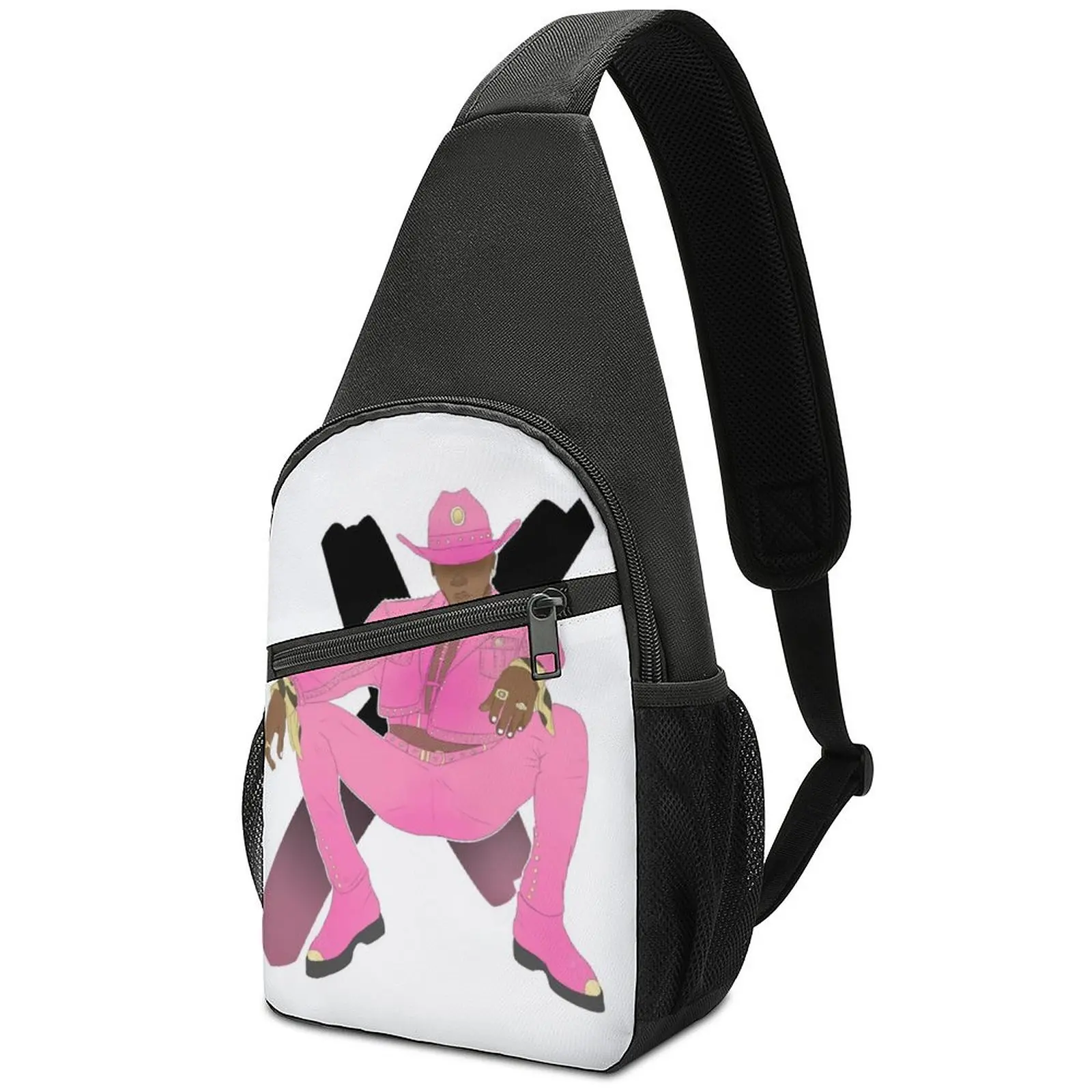 

Lil Nas X Album Art Chest Bags Unisex Pink Man Cool Pose Guy Shoulder Bag Business Crossbody Bag Sports Outdoor Style Sling Bags