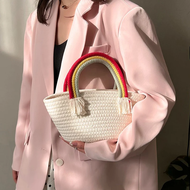 

Weave Shoulder Bag For Women Fashion Trends Summer Travel Handbags Casual Style Totes Vacation Bag