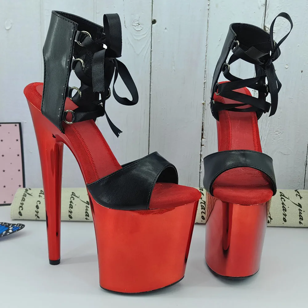 Leecabe New designs 20cm Shinny RED Color pole dance sandals lady shoe high heel platform shoes