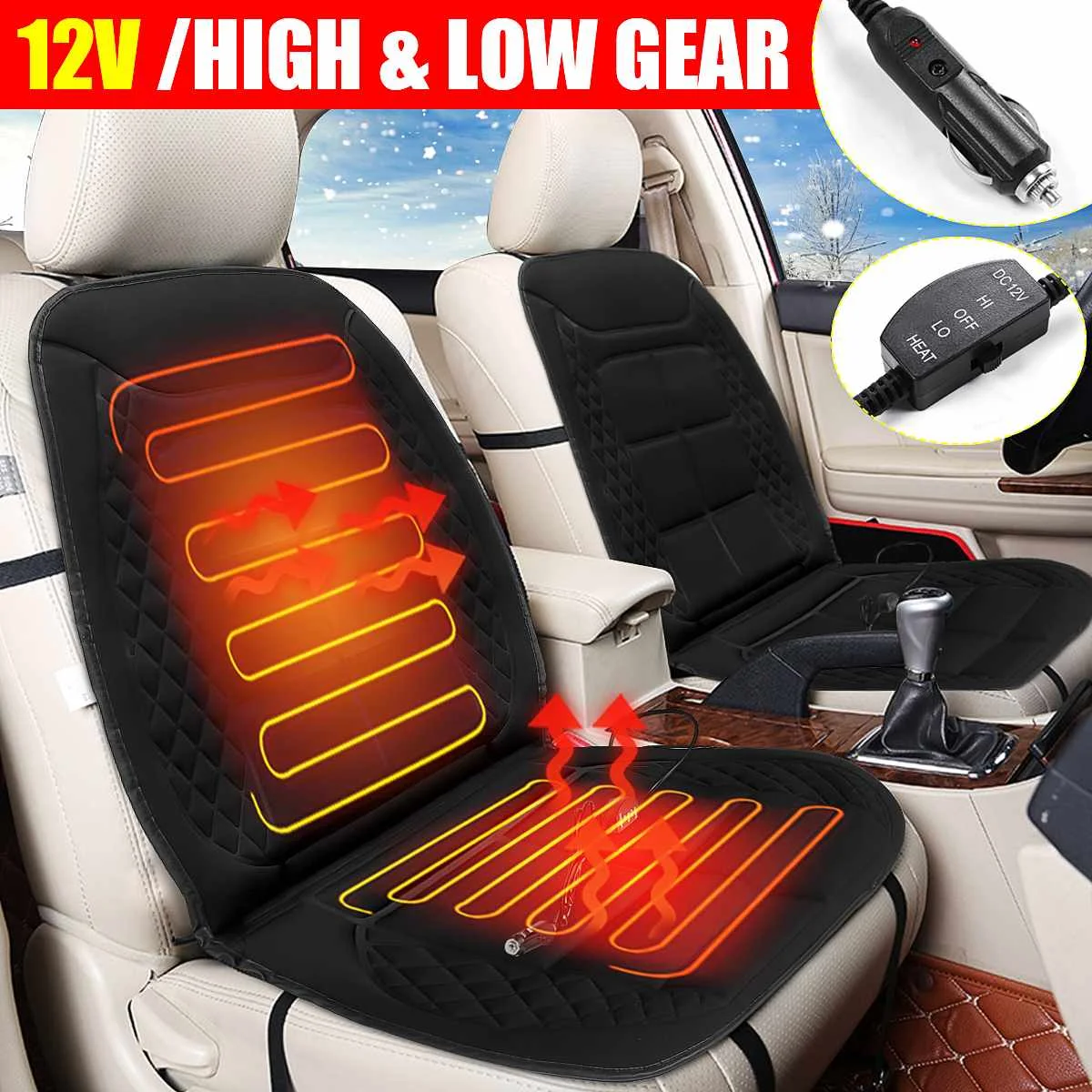 

12V Car Seat Heater Electric Heated Car Heating Cushion Winter Seat Warmer Cover Car Accessories
