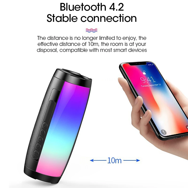 Портативная Bluetooth-колонка мощный беспроводной бумбокс с мощным басом поддержкой