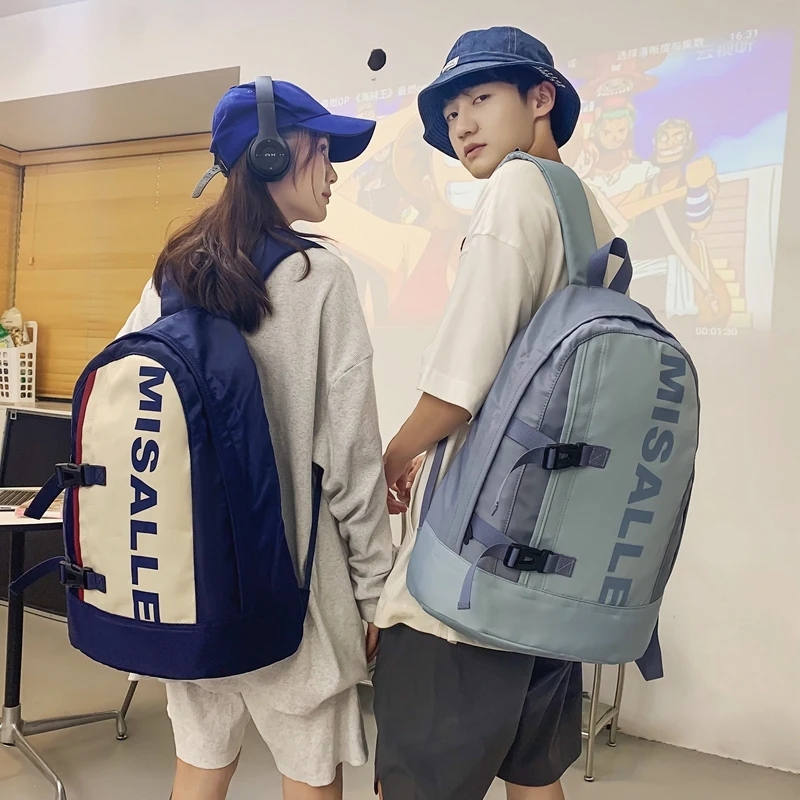New Large Students Bag Men Women Fitness Backpack Waterproof Multi-Functional Travel Pack Sports Letter Printing Shoulder Bag