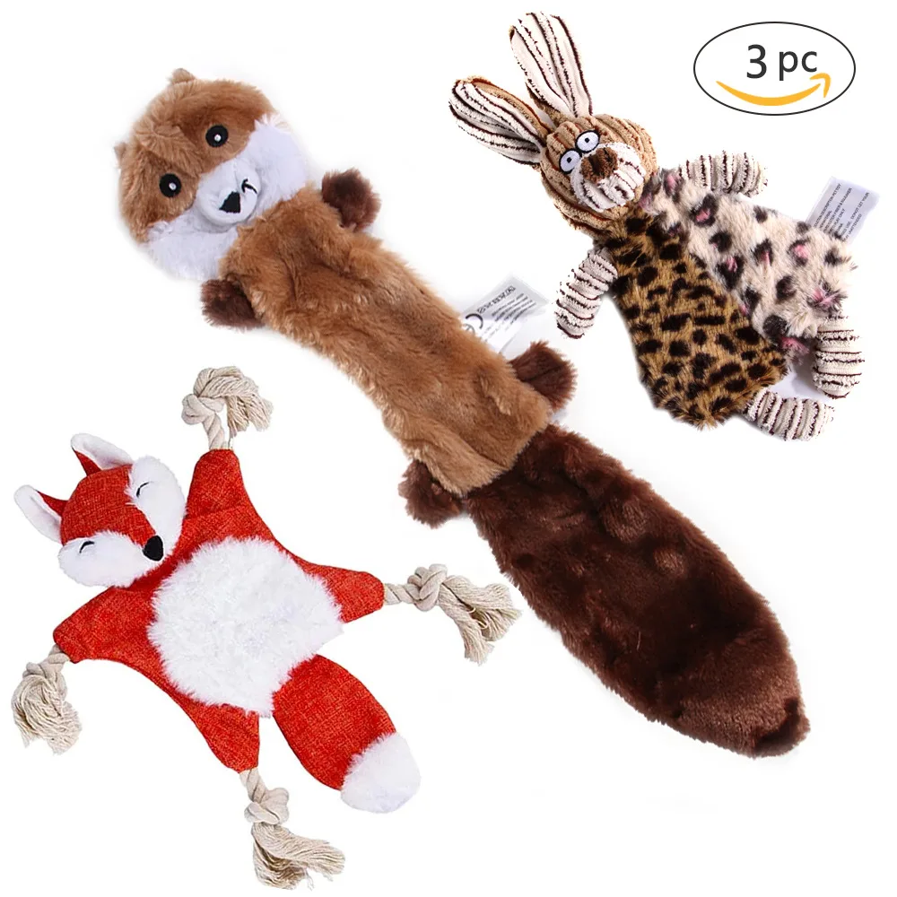 

3Pcs Funny Shaped Chew Toy Outdoor Interactive Training Dog Supplies Fun Pet Toy Squeaker Squeaky Plush Bone Molar Toy For Teddy