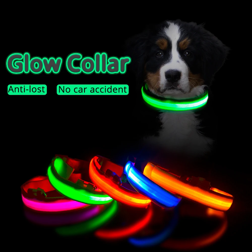 

Led Dog Collar Anti-Lost Collar For Dogs Puppies Dog Collars Leads LED Supplies Pet Products USB Charging/Battery Replacement