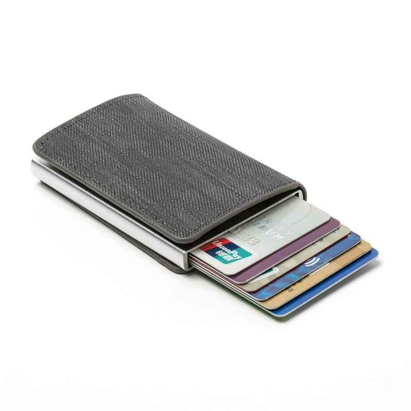 New Arrival Fashion RFID Blocking Card Holder Anti-theft Clutch Single Box Men Women Wallet Denim Business Pop-up Metal ID Case