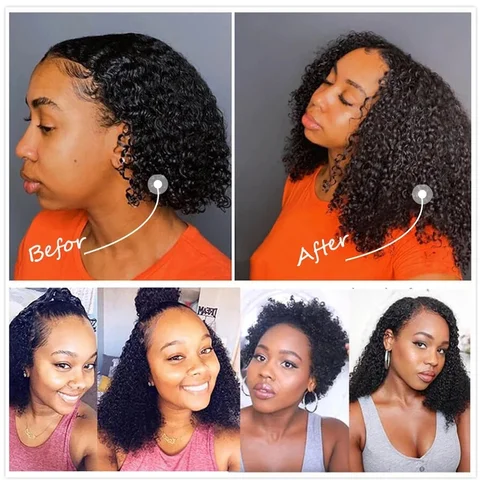 Maxine 3C 4A Афро-кудрявые вьющиеся волосы на заколке для наращивания человеческих волос Натуральные черные наборы на всю голову на заколке из необработанных пучков человеческих волос