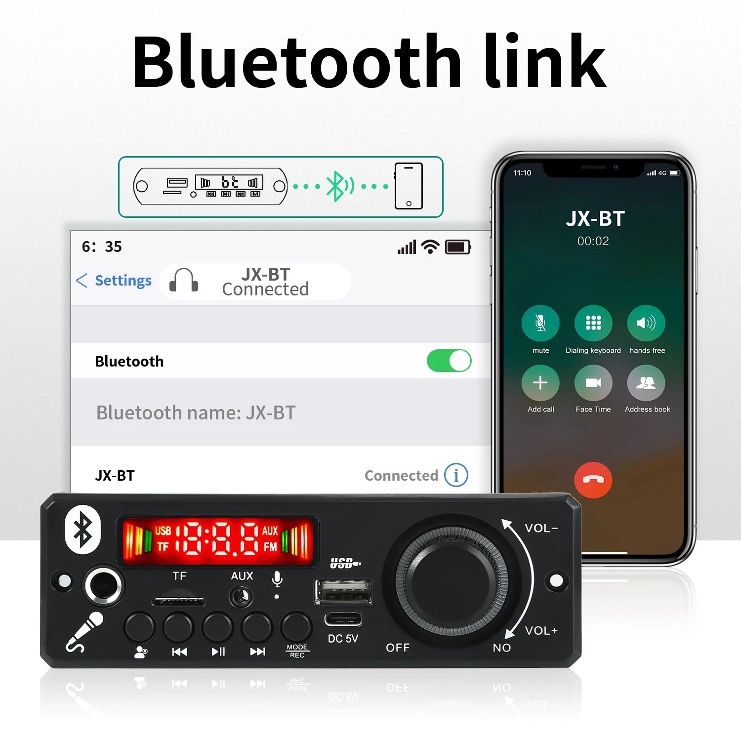 Плата 5 В Bluetooth 0 с микрофоном 6