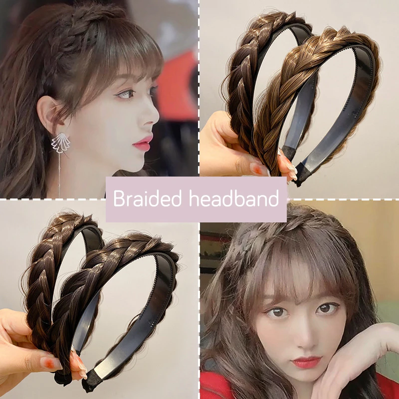 

Widen Fishbone Braid Headbands With Pearl Decorate Retro Wig Twist Head Hoop Hairband Fashion Hair Styling Accessories For Women