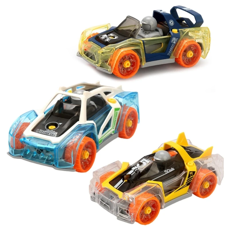 

DIY LED Car Toy Flashing Light Car Toy Automatically Turn Music Sound Electric