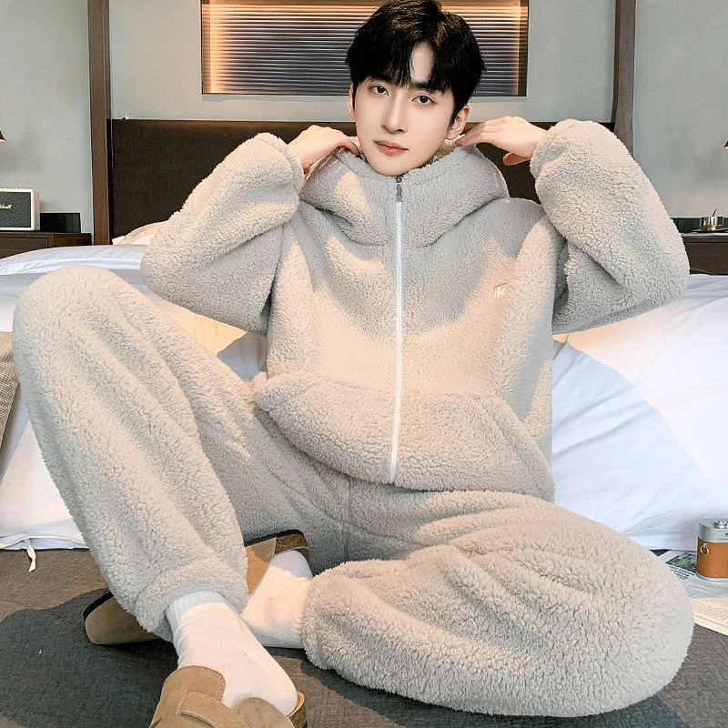 Джентльменская свободная плюшевая Домашняя одежда большого размера с капюшоном