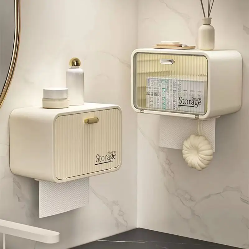 

Punch-Free Creative Tissue Box Wall-Mounted Paper Towel Napkin Storage Box Household Kitchen Bathroom Paper Organizer