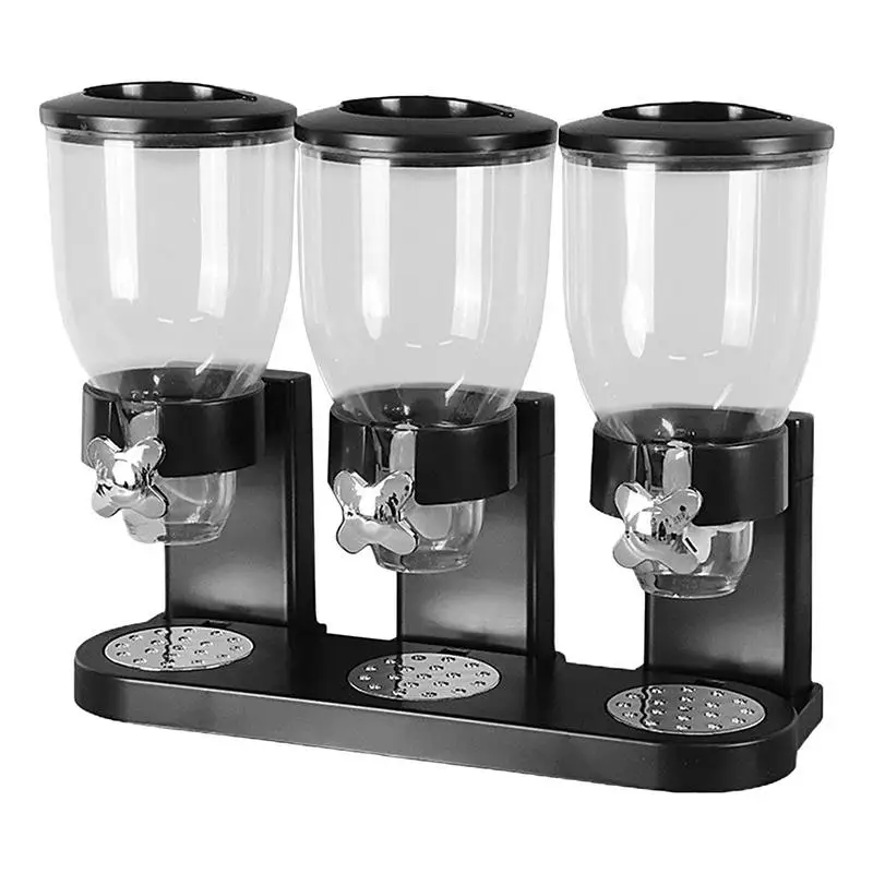 

3 Cereal Dispenser Triple Canister Cereal Dispenser 2L Kitchen Essentials Grain Dispenser For Rice Grains Nuts Snack Oatmeal Pet