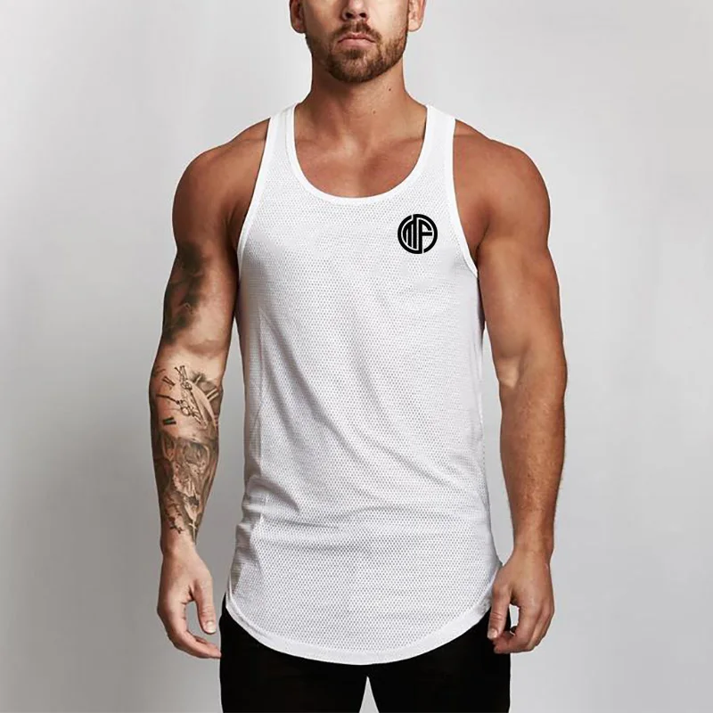 

Brand Fashion Clothing Bodybuilding Mesh Gym Tank Tops Casual Men Sleeveless Undershirt Fitness Stringer Muscle Workout Vests
