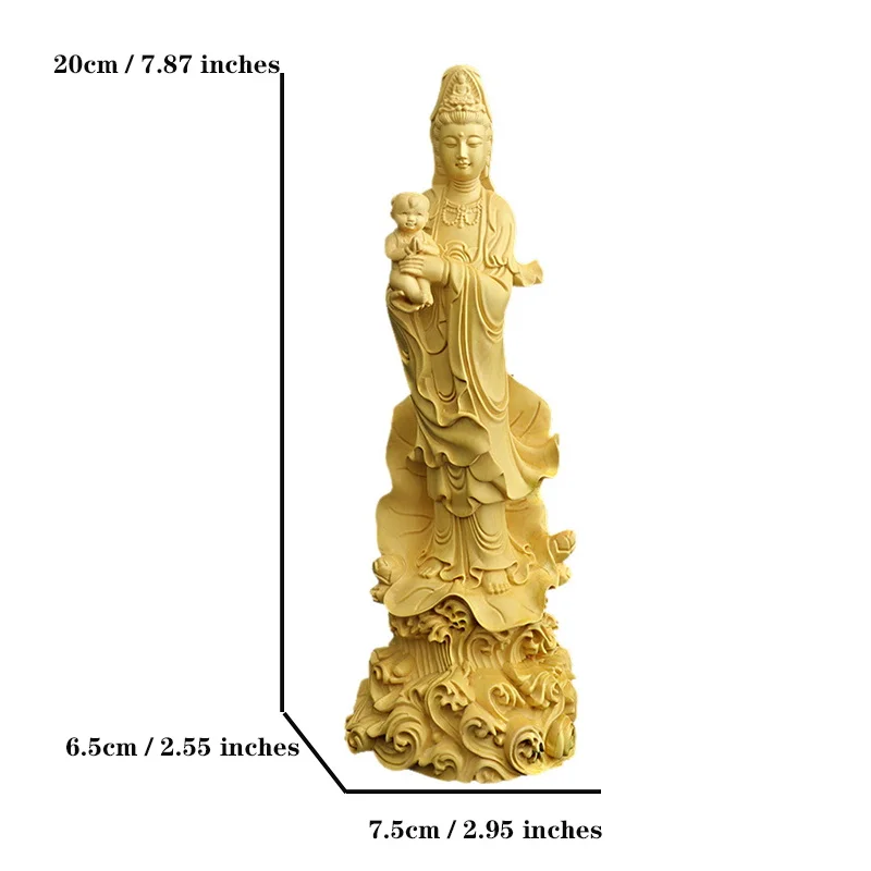 

Solid wood carving Guanyin Buddha, Modern Sculpture Art, Home decoration Statue, High Quality Finely Carved Guanyin 20cm