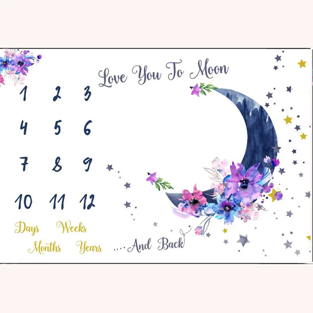 

Baby Monthly Milestone Blanket Boy Girl Photo Growth Flannel Backdrop Cloth for Newborn