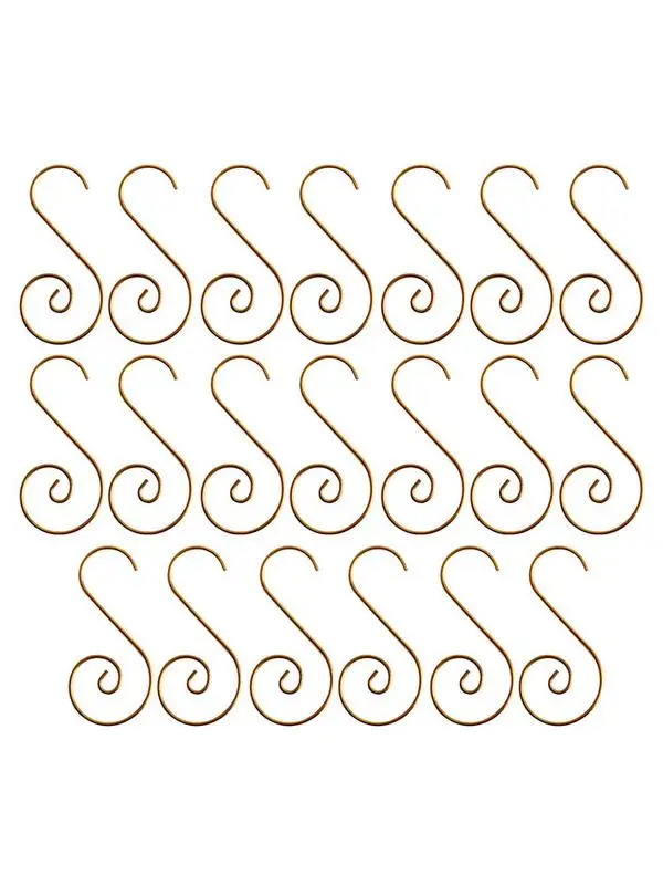 

Крючок для рождественской елки 20 шт., золотистые аксессуары для подвесок на елку, прочные проволочные S-образные вешалки, декоративные подвески для рождественской елки