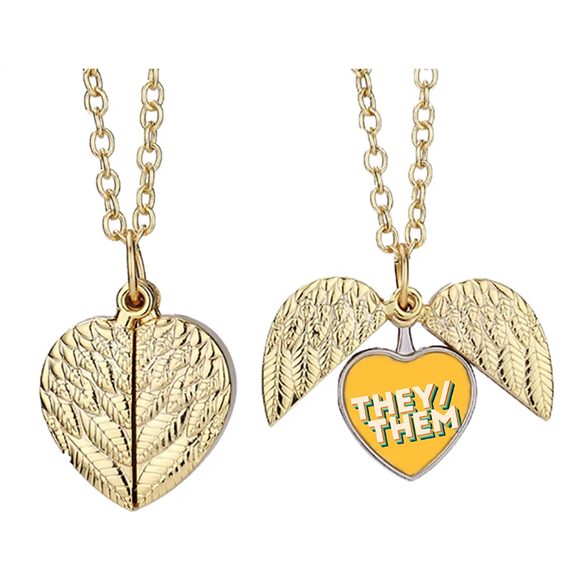 

They Them Retro Bxr Heart Active Angel Wing Necklace Beautiful Pendant Fashion Jewelry
