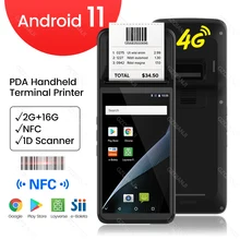 Android11 Handheld POS PDA Terminal WIFI 4G NFC With Bluetooth 2+16GB Mobile Touch POS 58mm Printer Support Google Play Loyverse