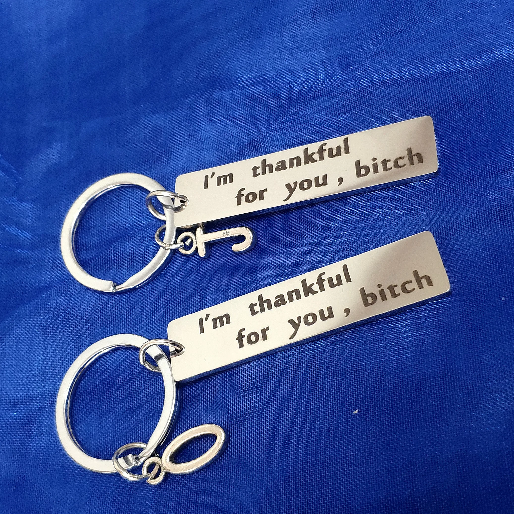 

Funny Keychain for Car Keys Personality Mirror Pendant Couple Gift Stainless Steel Rectangle 26 Letter DIY Collocation Keyring