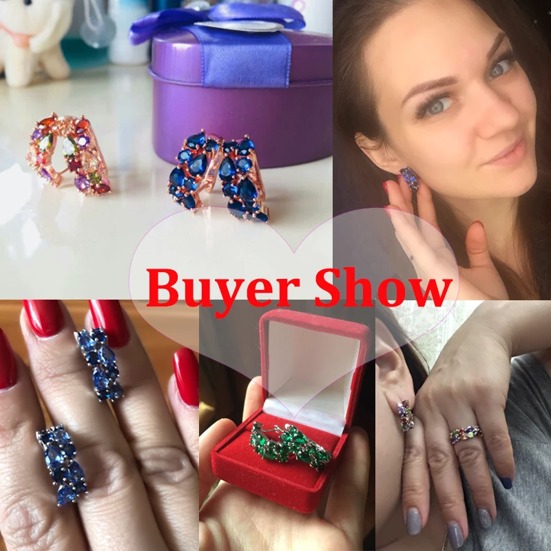 Серьги-гвоздики LXOEN с полудрагоценными камнями