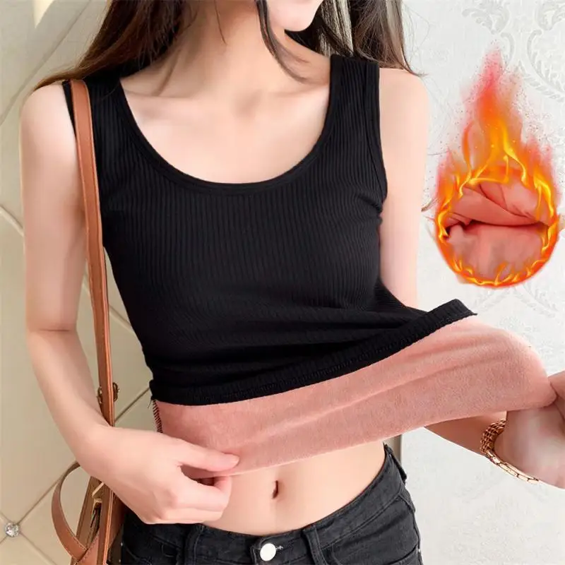 

Warm Thickening Women's Tanks Autumn Plush Velvet Camisoles Fever New Inner Wear Winter Tight-fitting All-match Bottoming Tops