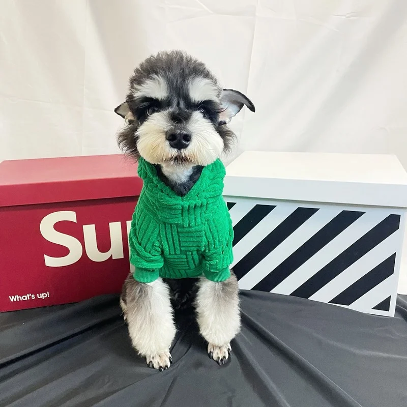 

Pet Clothes Fashion Trendy Brand Dog Hoodie Solid Color Two-legged Schnauzer Chihuahua Golden Retriever Warm Casual Dog Clothes