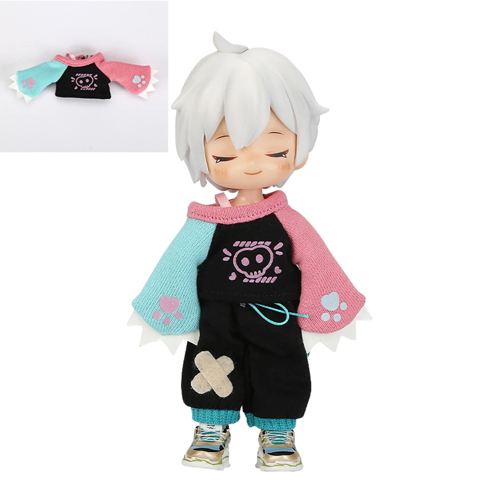 

Kawaii OB11 Doll Clothes Pirate Contrast Color Sweater Bear's Paw Long sleeve Top For 1/12BJD Doll Molly GSC YMY P9 Body UF Doll
