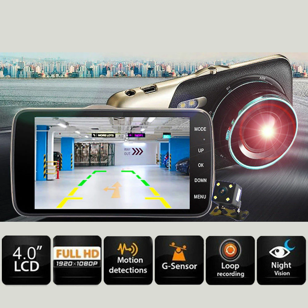 

Видеорегистратор автомобильный, Wi-Fi, 4,0 дюйма, Full HD, 1080P