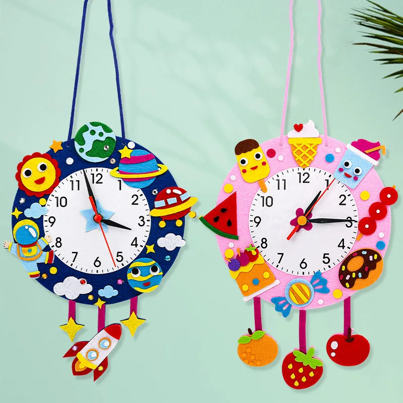 Baby DIY Clock Toys Montessori Arts Crafts Hour Minute Second Children Cognition Clocks Toys for Kids Gift Early Preschool Gifts