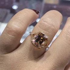 

Milangir Classic Ring With Round Pink Ziron Charm Women Jewlery Engagement Lady