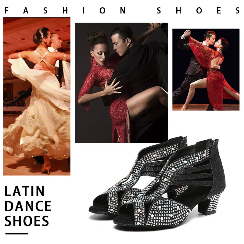 SWDZM Women's Ballroom Tango Dance Shoes Latin Dance Shoes Woman Party Salsa Dancing Shoes for Lady Female Soft sole High heels
