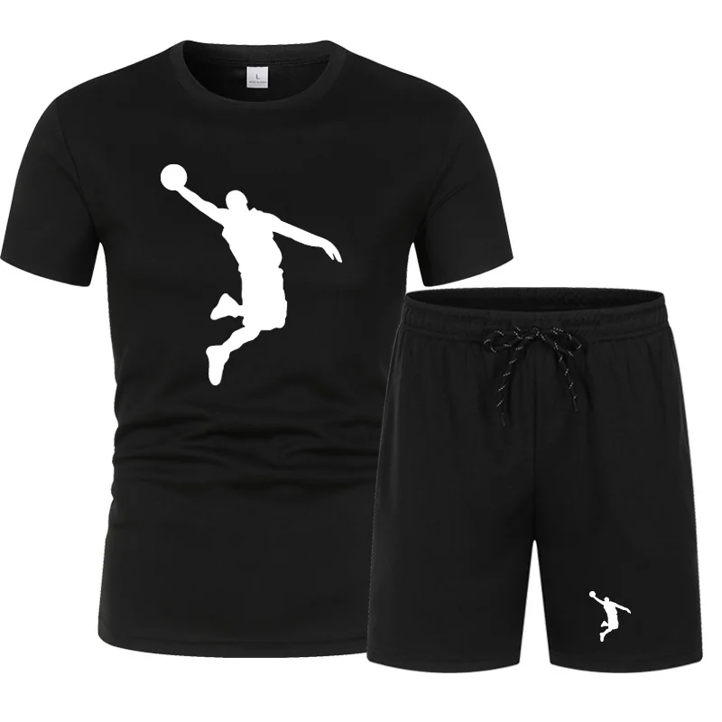 

Summer Men's Brand Sportswear Shorts Set Short Sleeve Breathable Grid T-Shirt & Shorts Casualwear Male Basketball Training 2022