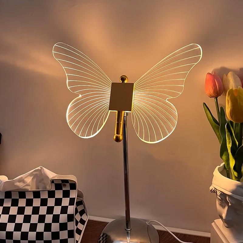 Butterfly Small Night Lamp INS Style Table Lamp USB Night Lamp Bedroom Bedside Table LED Light Creative Table Lamp